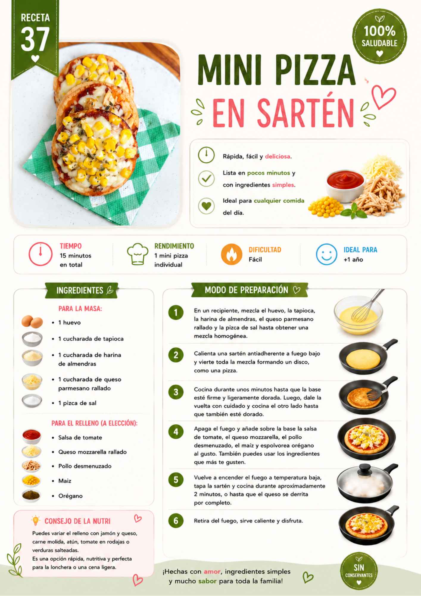 Mini pizza en sartén