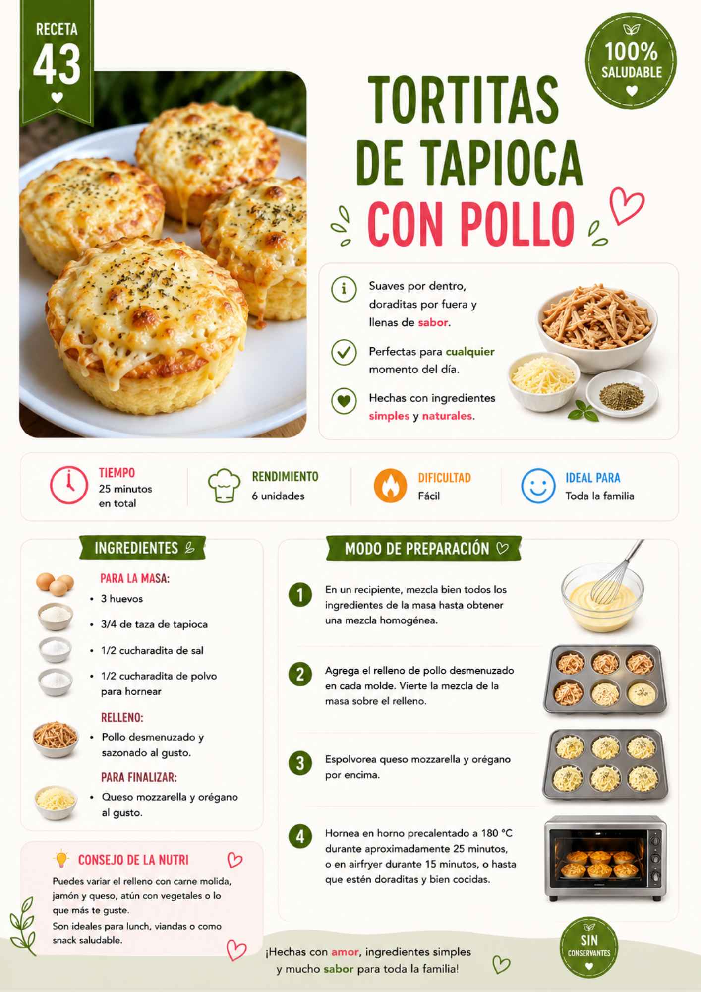 Tortitas de tapioca con pollo
