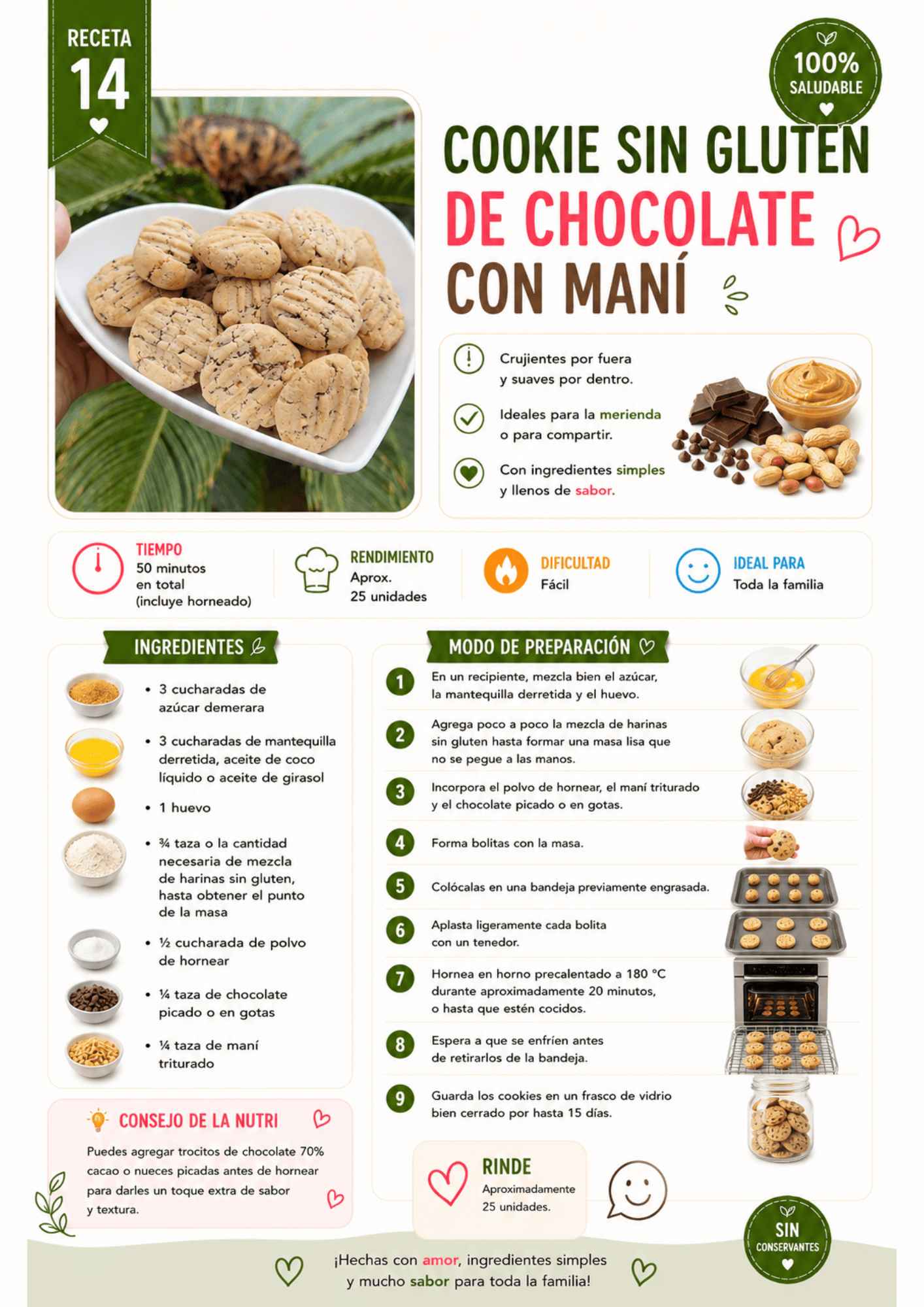 Cookie sin gluten de chocolate con maní
