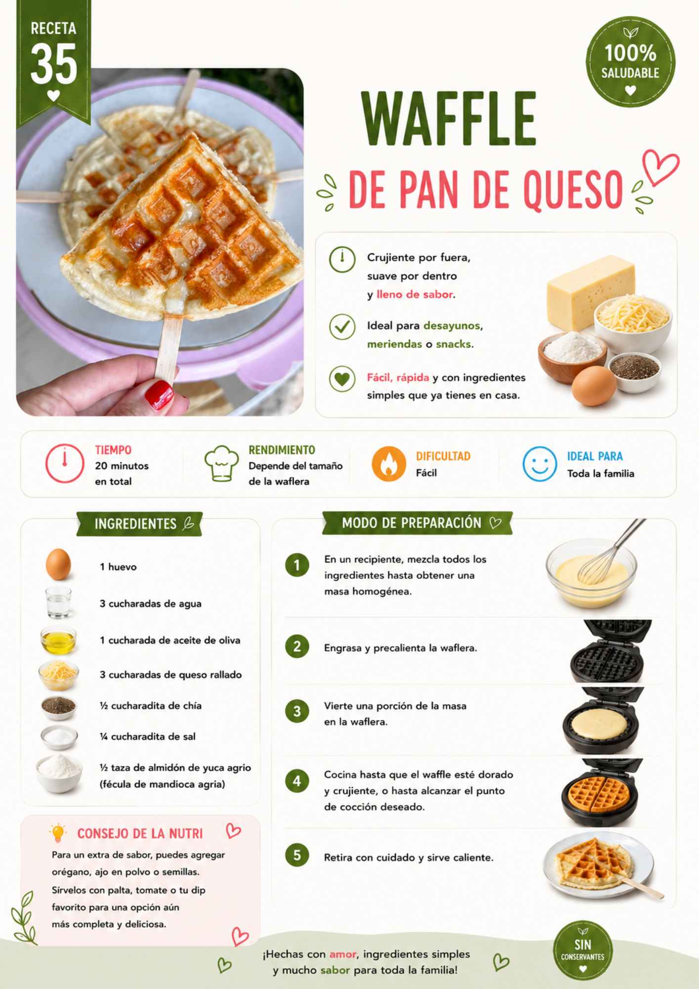 Waffle de pan de queso